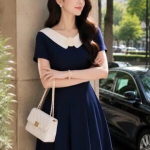 Đầm navy cổ thủy thủ trắng