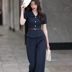 Sét công sở navy kèm thắt lưng