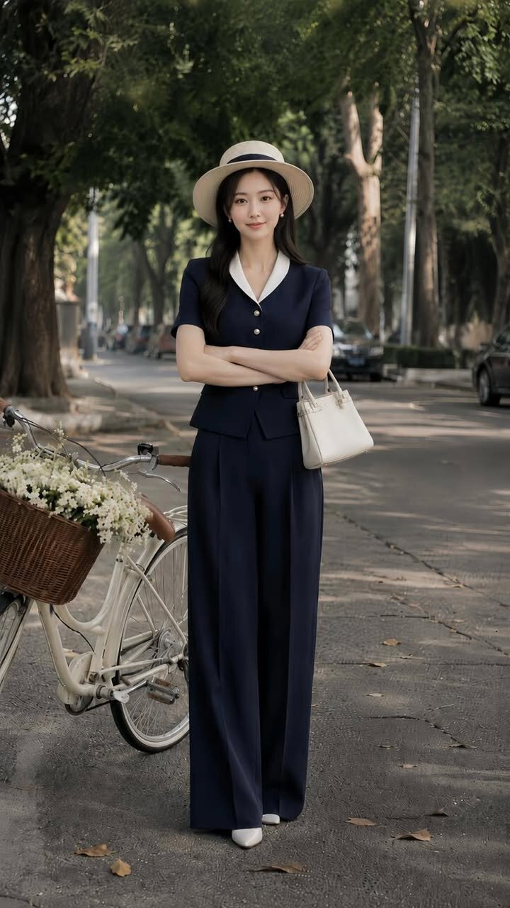 Sét vest ngắn tay & quần ống rộng